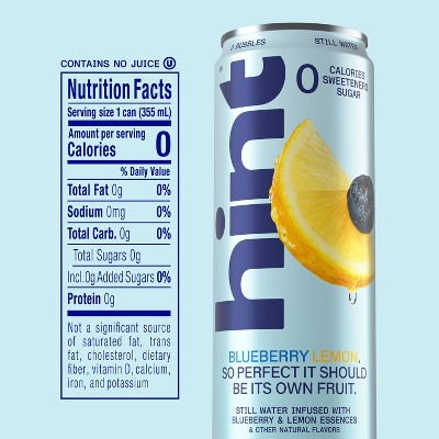 hint Blueberry Lemon Flavoured Still Water - 12 fl oz Can