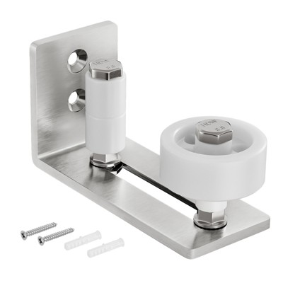 SMARTSTANDARD Adjustable Interior Wall Mount Sliding Barn Door Bottom Floor Guide, Brushed Nickel, 8 Setup Options Available