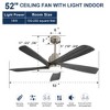 SKRAN 52 inch Ceiling Fan with Lights Remote Control, Smart Ceiling Fan Compatible with  APP and 3 Downrods for Bedroom Living Room Patio, Gray - 3 of 4