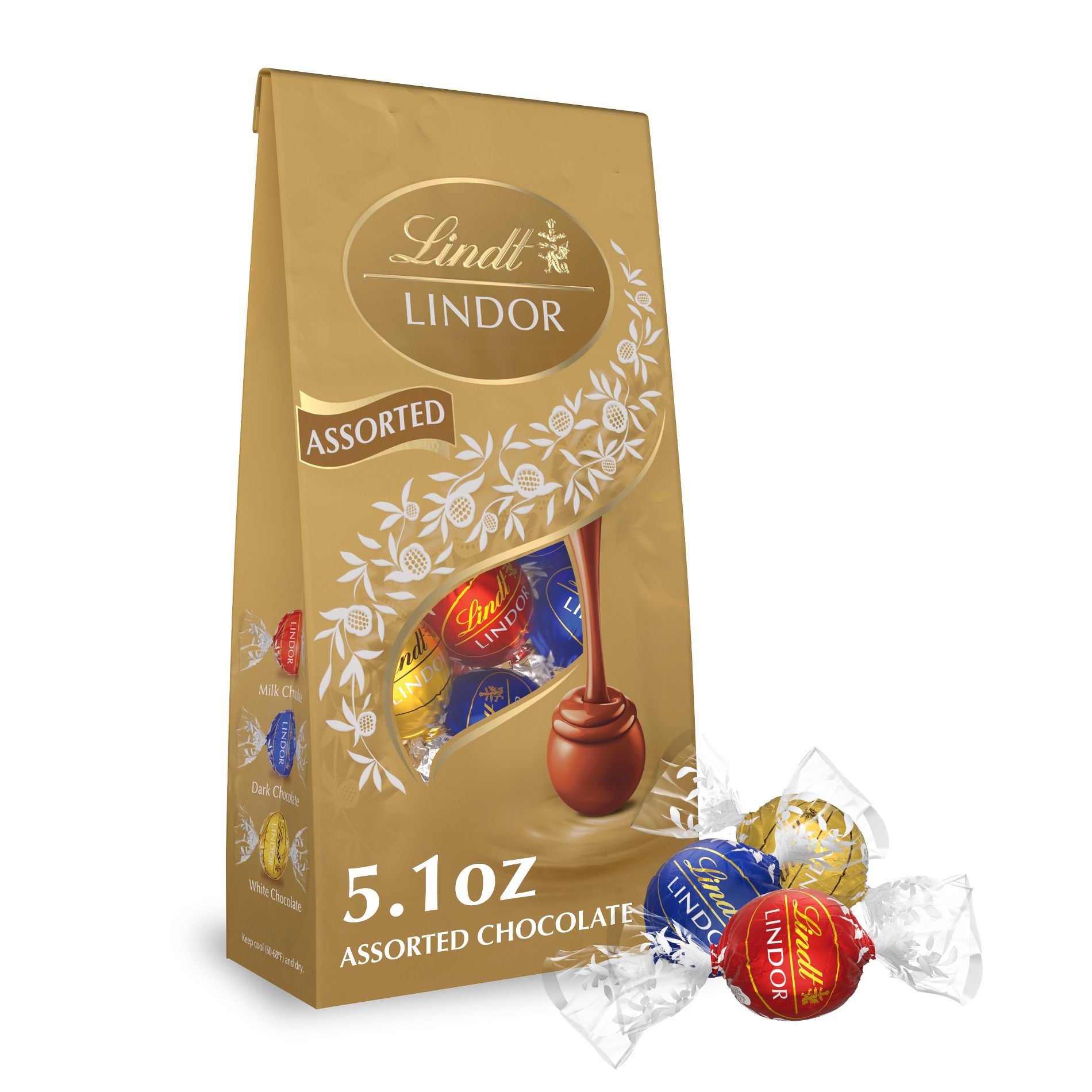 Lindt Lindor Assorted Chocolate Candy Truffles - 5.1oz