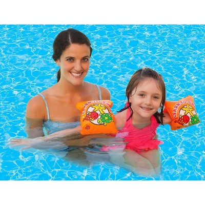 Bright Orange Vinyl Inflatable Arm Float Bands for Kids
