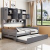 TIRAMISUBEST Twin/Full Size Daybed With Twin Size Trundle and All-in-One Cabinet, Wooden Daybed Frame Sofa Bed with Open Storage Shelf - 3 of 4