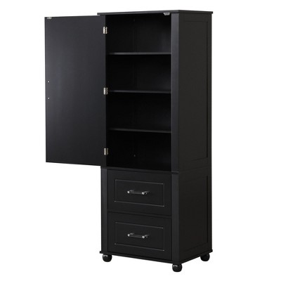 NicBex 61.4 Inch Tall Bathroom Storage Cabinet with 2 Drawers and Adjustable Shelf for Living Room,Home Office