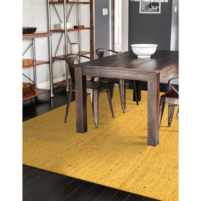 Handmade Yellow Braided Jute Rectangular Area Rug