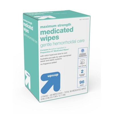 Medicated Hemorrhoid Fragrance free Wipes - 96ct - up &#38; up&#8482;