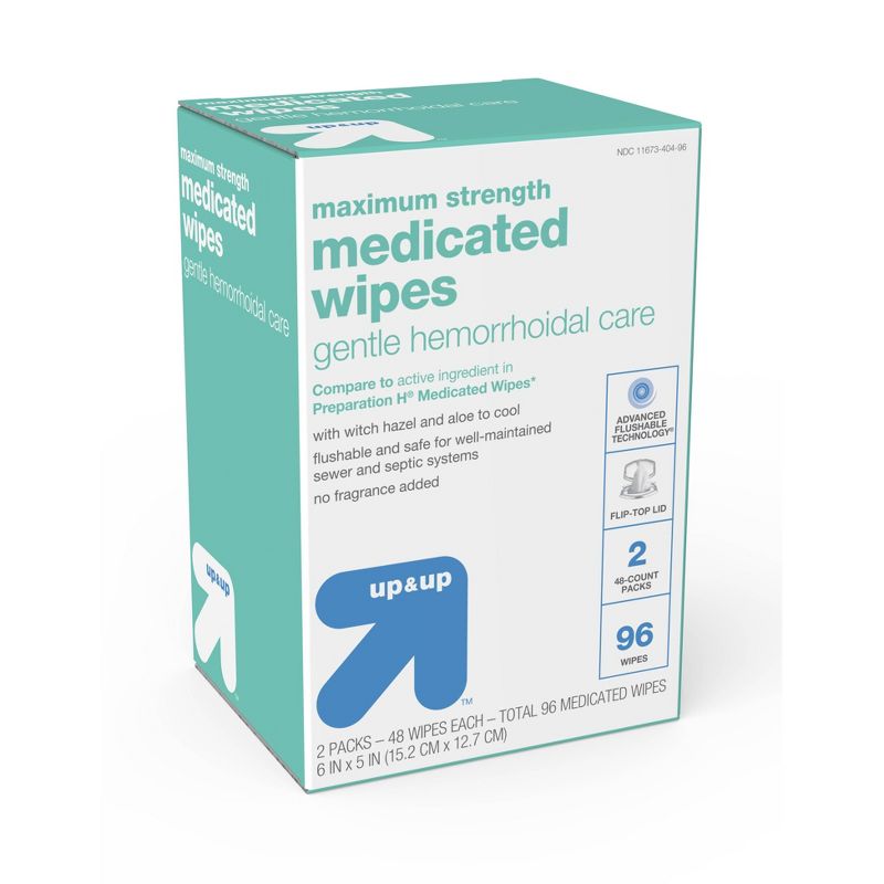 Medicated Hemorrhoid Fragrance free Wipes - 96ct - up &#38; up&#8482;, 3 of 9