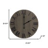 HomeRoots 21" Gray And Black Rustic Wood Silent Analog Round Wall Clock - 3 of 4
