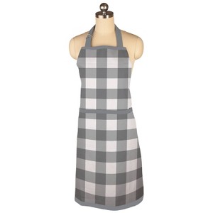 Gingham Check Print Apron Gray - MU Kitchen: Cotton, Modern Style, Large Front Pocket, Machine Washable - 1 of 3
