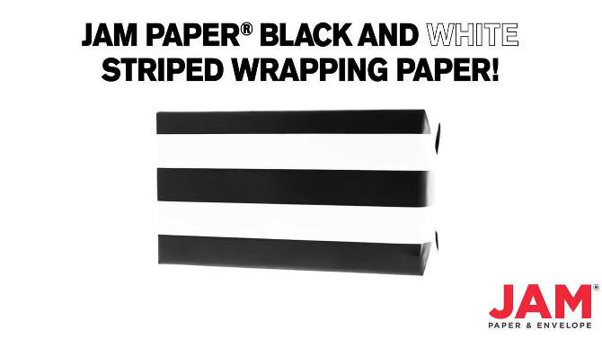 JAM Paper &#38; Envelope 2ct Striped Gift Wrap Rolls Black/White, 2 of 7, play video