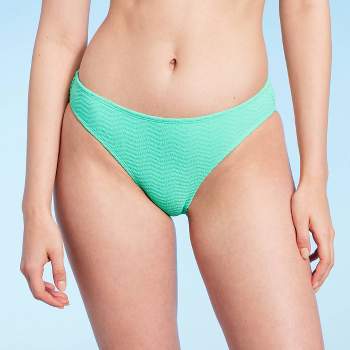Women's Pucker Textured Cheeky Bikini Bottom - Wild Fable™ Sea Green