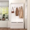 HDZNVF Entryway Bench with Standing Coat Rack, Hall Tree with Shoe Storage Bench, White - 2 of 4