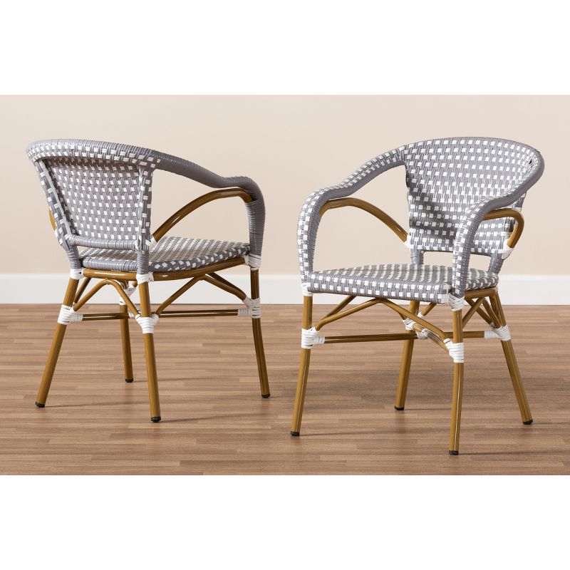 Set of 2 Eliane Indoor and Outdoor Stackable Bistro Dining Chairs - BaxtonStudio, 6 of 8
