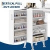 Professional Manicure Table w/ Wrist Rest & Dust Collector - 2 Drawers, Storage Cabinet, Vertical Pull-Out Locker + 4 Shelves Salon Nail Station - 3 of 4