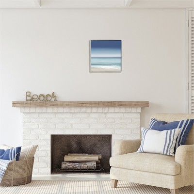 Blue Coastal Gradient Sky Canvas Print with Gray Frame