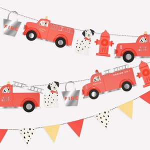 Meri Meri Fire Truck Garland Set (10' with excess cord - Pack of 1) - 1 of 4