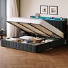 Bed Frame with Lift Up Storage, Upholstered Velvet Platform Bed Frame with Storage Headboard, No Box Spring Needed, Wooden Slats Support - 2 of 4
