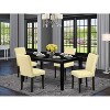 HomeStock 5-Piece Rectangle Black Finish Solid Wood Top Dining Table with 4 Parson Chair - 2 of 4