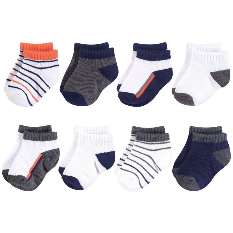 Yoga Sprout Baby Boy Socks, Orange Charcoal 8-Pack, 1 of 2