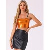 Allegra K Women's Spaghetti Strap Sleeveless Festival Party Clubwear Sparkly Shiny Metallic Crop Cami Top - 3 of 4
