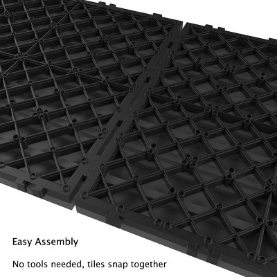 Dark Gray 12" Square Interlocking Wood Plastic Composite Deck Tiles