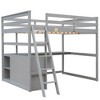 PAGED Twin Size Loft Bed Wooden Bed Frame with Desk, Shelves, 2 Drawers and Inclined Ladder for Bedroom - 4 of 4