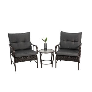 Ridstar 3-Piece Modern Outdoor Patio Set with Chairs and Coffee Table For Garden Patio-Grey - 1 of 4