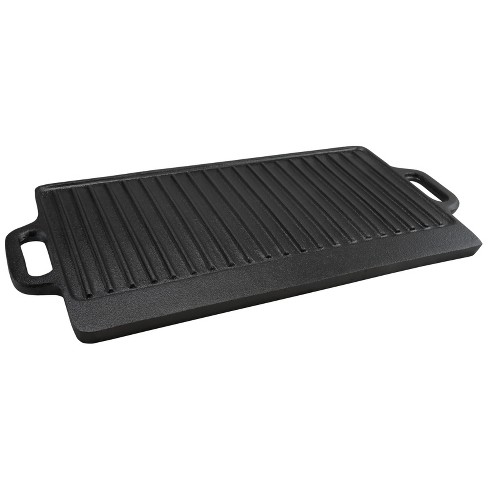 NutriChef 18 Cast Iron Skillet Reversible Grill Plate Pan for Stove Top,  Black 