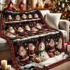 Contemporary Style Christmas Flannel Blanket, Red with Santa & Snowman Print, Soft Throw Blanket Winter Holiday Decor Christmas Gift. - 2 of 4