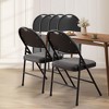 Folding Chairs with Linen Padded Cushion – Heavy Duty Metal Upholstered Foldable Chairs with Backrest - 2 of 4
