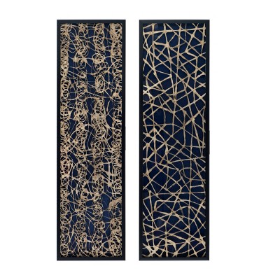 15.5"x55" Set of 2 Tannis Rice Paper Shadow Boxes Blue/White - A&B Home: Contemporary Wall Art, Includes Mounting Hardware