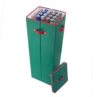 Hastings Home Wrapping Paper Storage - Holds 20 Rolls of 30-Inch Christmas or Birthday Wrap with Lid, Dividers, and Handles