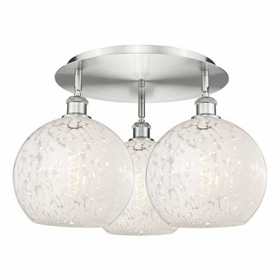 White Mouchette - 3 Light Flush Mount In Modern Style-12.75 Inches Tall and 21.75 Inches Wide