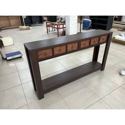 59-Inch Long Console Table, Wooden Entryway Table with 2 Drawers & Open Storage Shelf, Hallway, Living Room