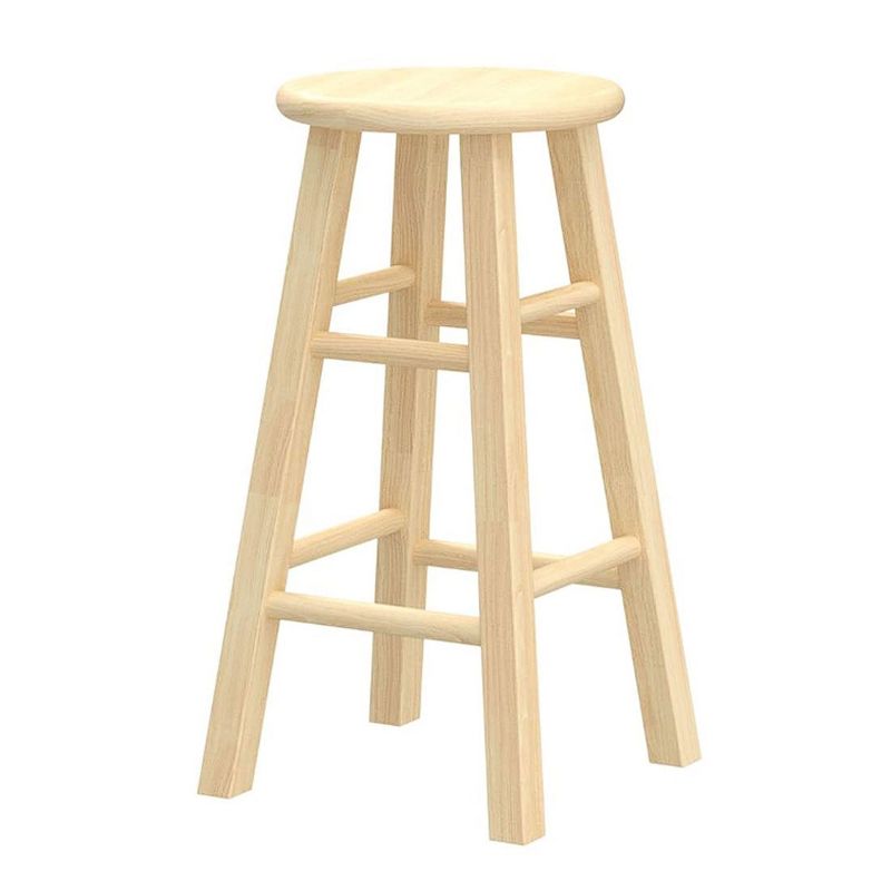 PJ Wood Classic Round-Seat 24" Tall Kitchen Counter Stools for Homes, Dining Spaces, and Bars with Backless Seats, 4 Square Legs, Natural (Set of 4), 4 of 7