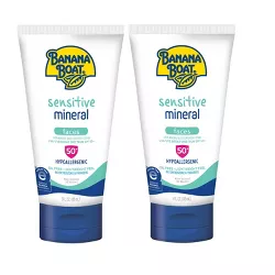 Banana Boat Sensitive 100% Mineral Sunscreen Face Lotion - SPF 50 - 3oz/2pk