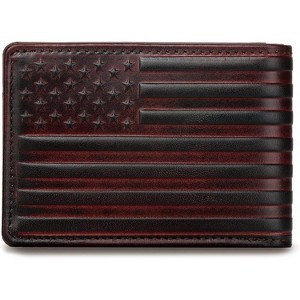 FATMOON Men's Wallet,Flag Embossed Full Grain Leather Wallet,Vintage Western Leather Short Bifold Wallet Vintage Credit Cards Holder - 1 of 4