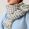 Anna-Kaci Women's Houndstooth Scarf with Soft Cozy Fabric Classic Black and White Check and Fringe Trim - 2 of 4