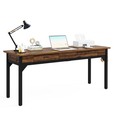 LITTLE TREE 78.7" Computer Desk Brown/Black