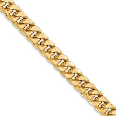 Black Bow Jewelry Men's 6.75mm 14K Yellow Gold Hollow Cuban Curb Chain Necklace
