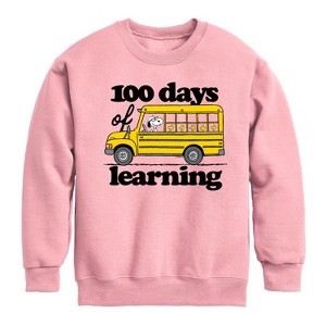 Boys' - Peanuts - 100 Days Of Learning Graphic Long Sleeve Fleece Sweatshirt - 1 of 4