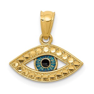 Black Bow Jewelry 14k Yellow Gold and Enameled SMALL Evil Eye Pendant, 14mm (9/16 Inch) - 1 of 4