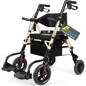 Lycvki Foldable 2 in 1 Rollator Walker with Brakes and Adjustable Seat, Handle - 1 of 4