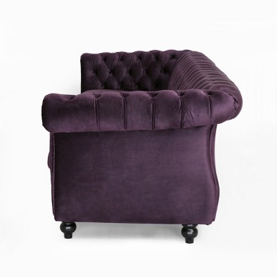 Chesterfield Tufted Faux Leather Sofa with Rolled Arms