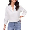 Women's V-Neck Long Sleeve Shirt Casual  Roll-Tab Sleeves Blouse - 3 of 4