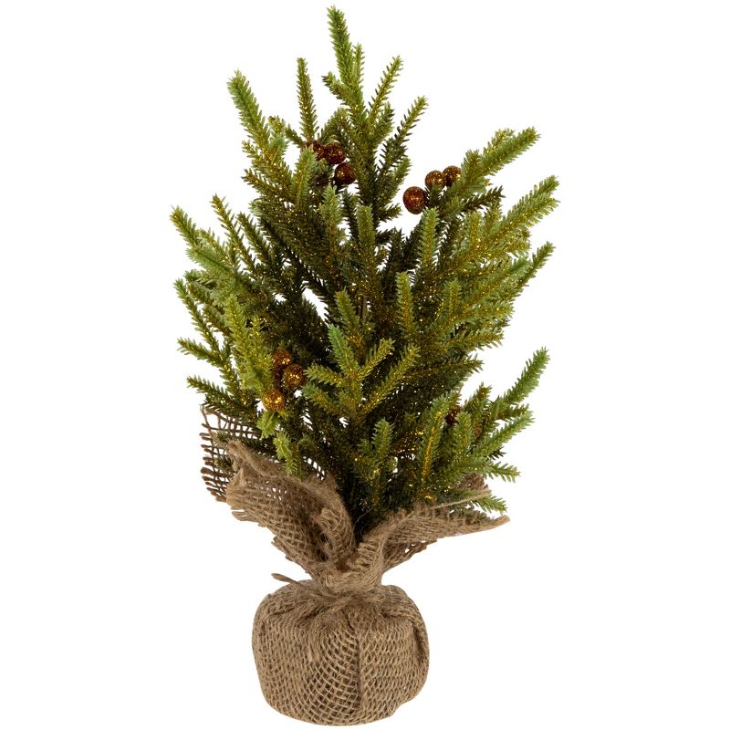 Northlight Mini Pine with Berries Artificial Christmas Tree in Burlap Base - 12" - Unlit, 1 of 6
