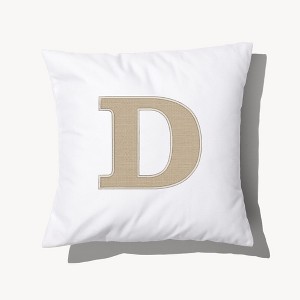Personalization Mall Natural Initial Embroidered Applique Throw Pillow - 1 of 3