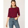 INSPIRE CHIC Women's Elbow Sleeves Boat Slim Fit Casual Stripe Animal Print Multi Floral Pattern T-Shirt - 2 of 4