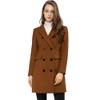 Allegra K Women's Elegant Notched Lapel Double Breasted Long Sleeve Winter Overcoat - 2 of 4