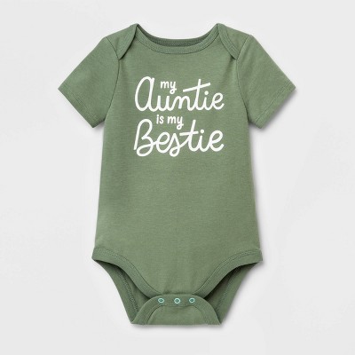 Baby Girls' 'Auntie Bestie' Short Sleeve Bodysuit - Cat & Jack™ Sage Green 6-9M