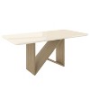 Sapphtopaz Modern Rectangular Dining Table with Painted Glass Top with Wooden Base for Kitchen, Dining Room - 4 of 4